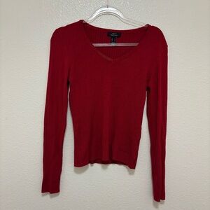 Urban Heritage Red Fitted Long Sleeve Blouse